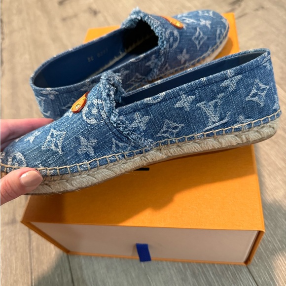 100% Authentic 2024 denim collection Louis Vuitton Espadrilles size 37 - Picture 7 of 8